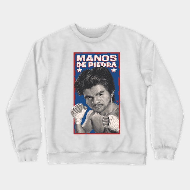 Manos de Piedra - Boxing Pixel Art Crewneck Sweatshirt by CyberRex